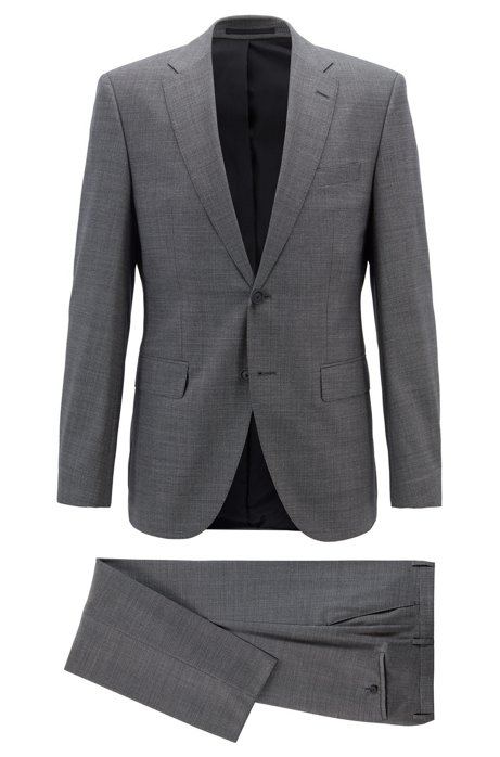 Regular-fit suit in micro-patterned virgin wool